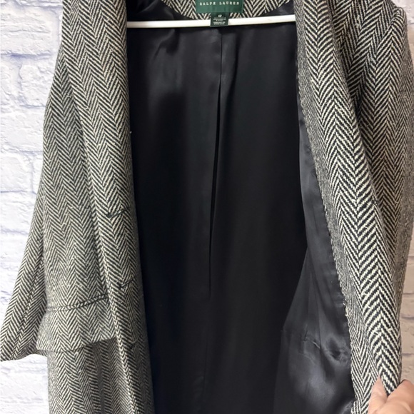 Lauren Ralph Lauren Double Breasted Wool Herringbone Coat Womens 12 Vintage USA - Picture 12 of 13